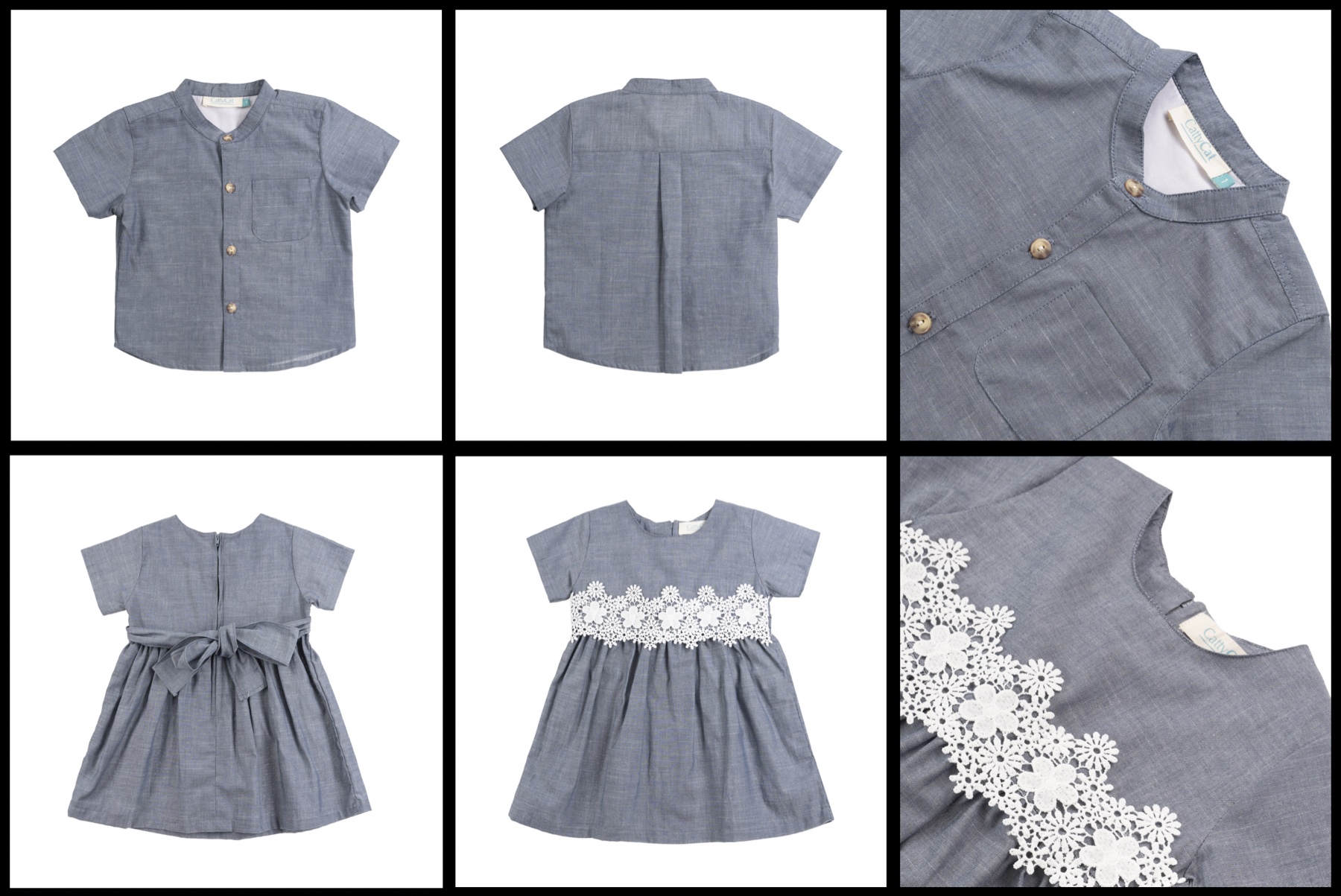 Catalog photography showing children's clothing and fabric details